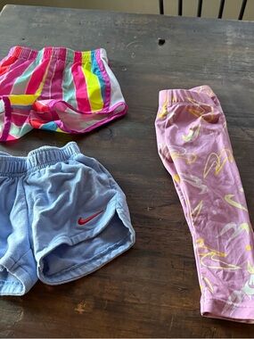 Nike Light Blue Terry Kids Shorts with Pink Swoosh